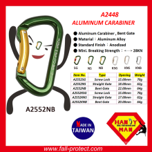 New Design Bent Gate 28 KN Climbing Carabiner Made Of Aluminum Alloy